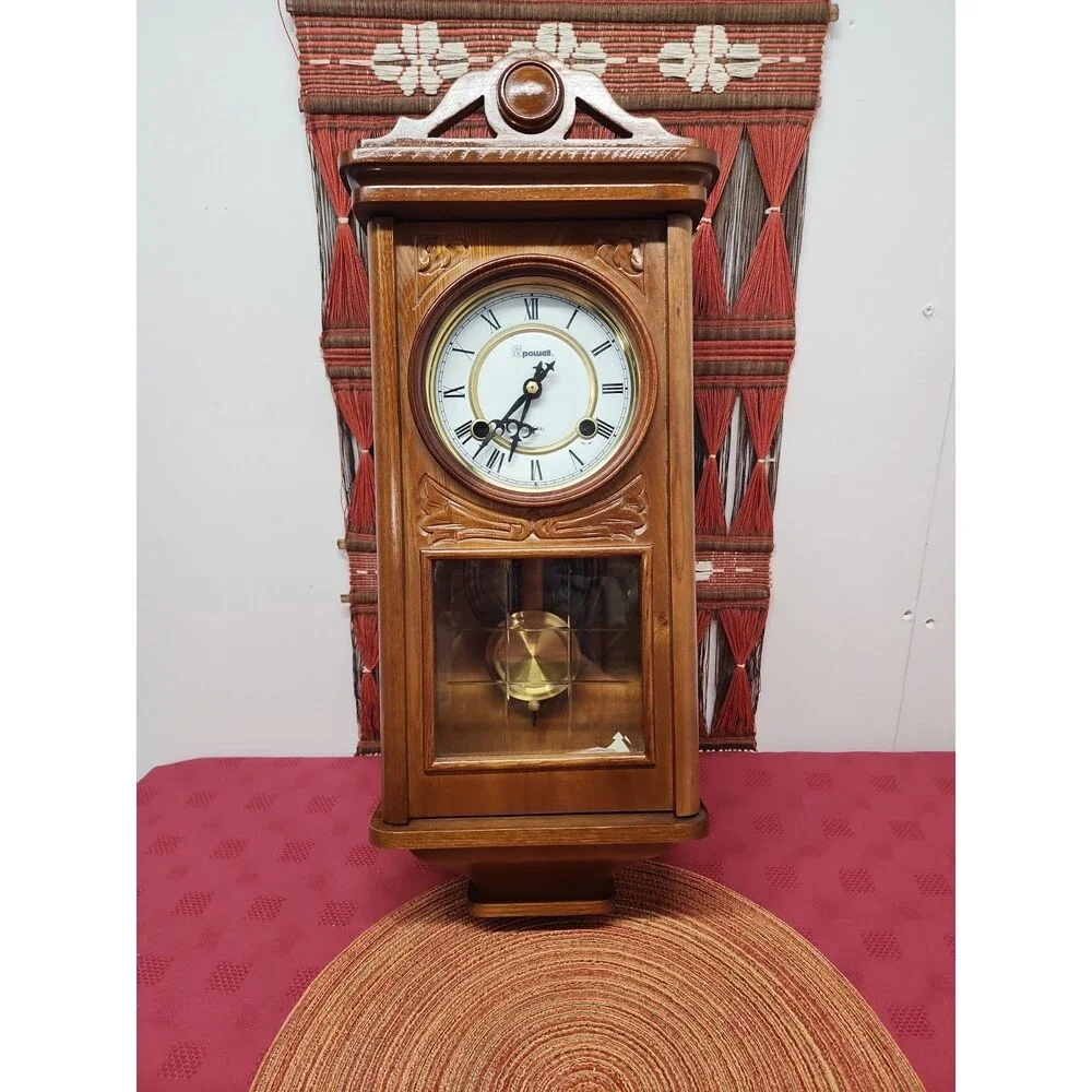 Vintage Powell 35 Day Key Wind Parlor Clock Tested Working 1980s In Original Box